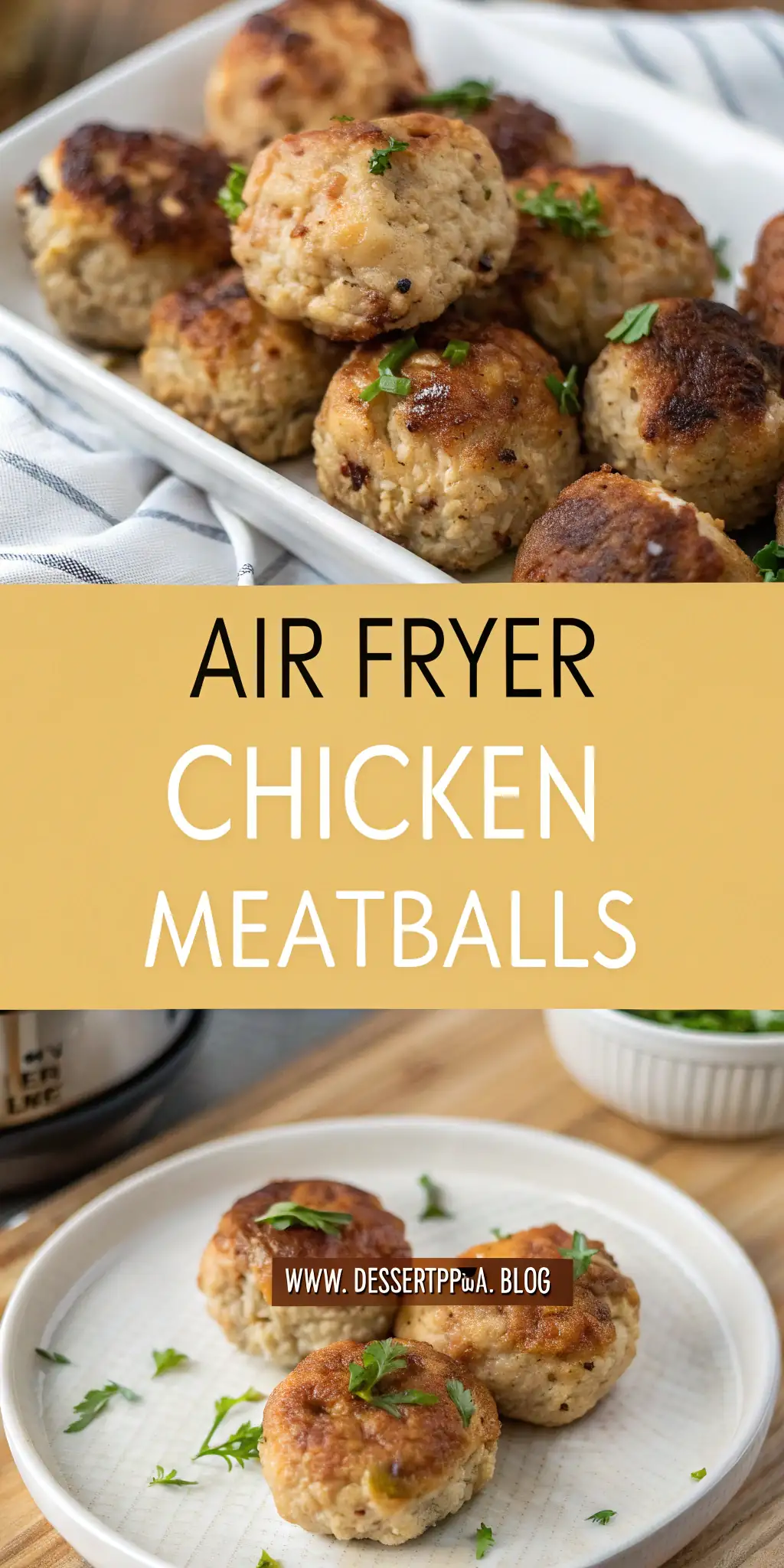 Pinterest image 1 for Air Fryer Chicken Meatballs