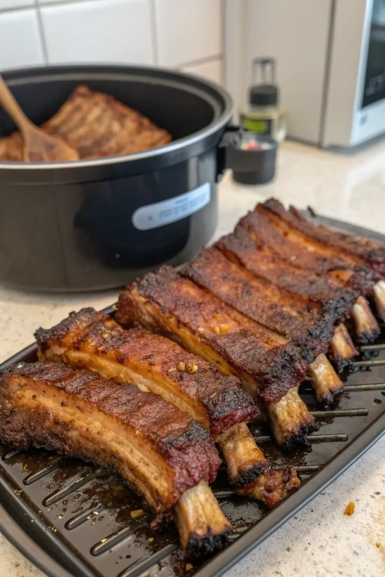 A delicious plate of Air Fryer Bison Ribs