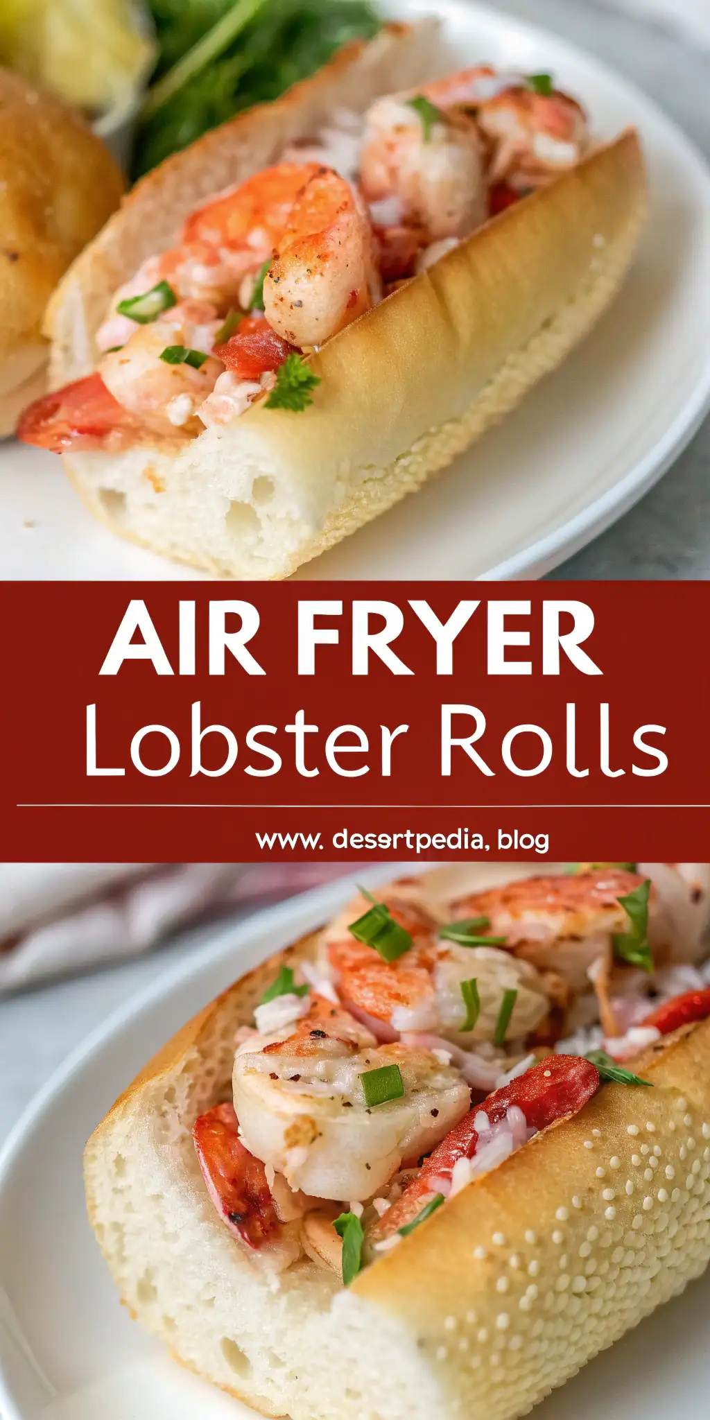 Pinterest image 1 for Air Fryer Lobster Rolls