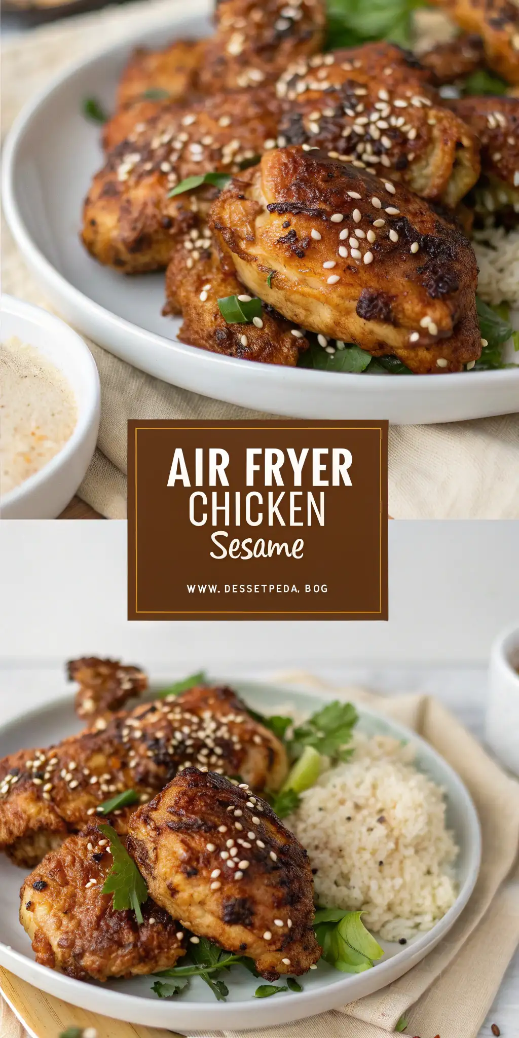 Pinterest image 2 for Air Fryer Chicken Sesame