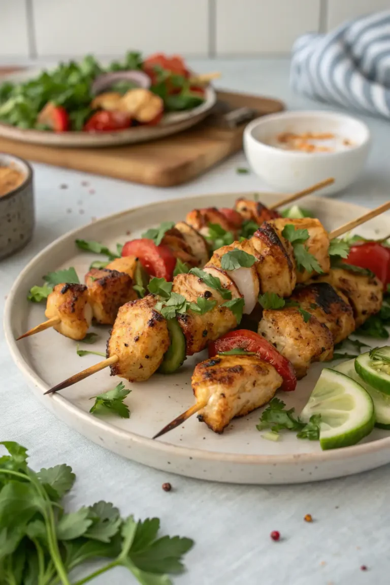 A delicious plate of Air Fryer Chicken Skewers