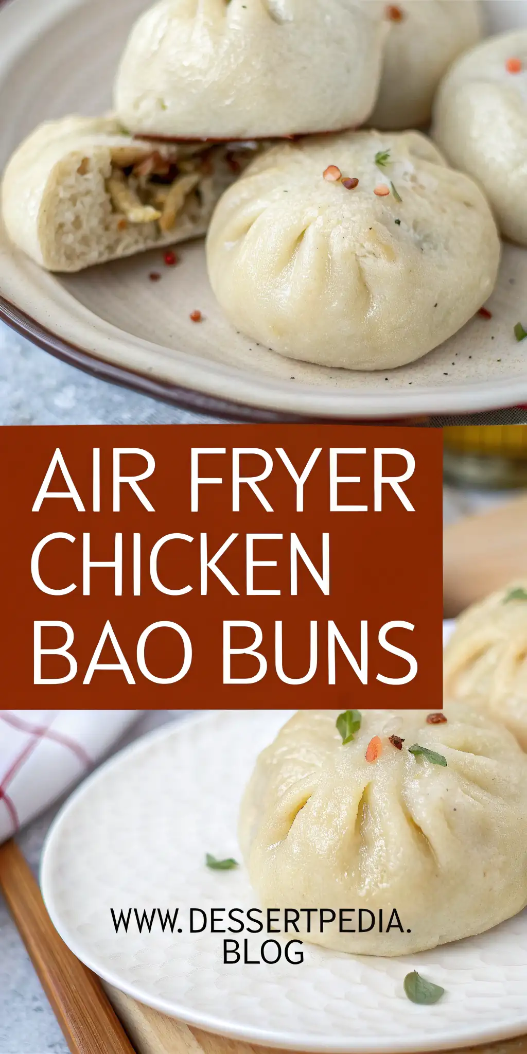 Pinterest image 1 for Air Fryer Chicken Bao Buns