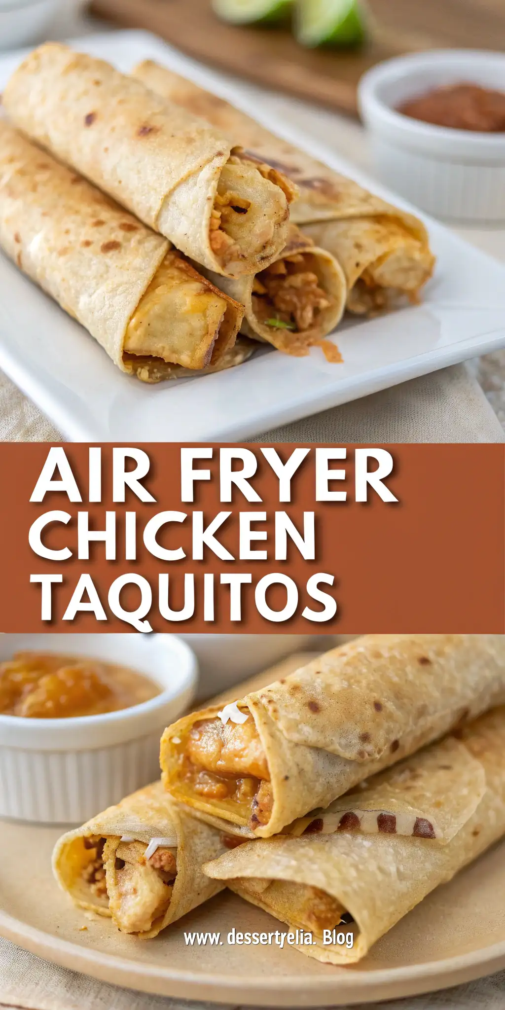Pinterest image 1 for Air Fryer Chicken Taquitos