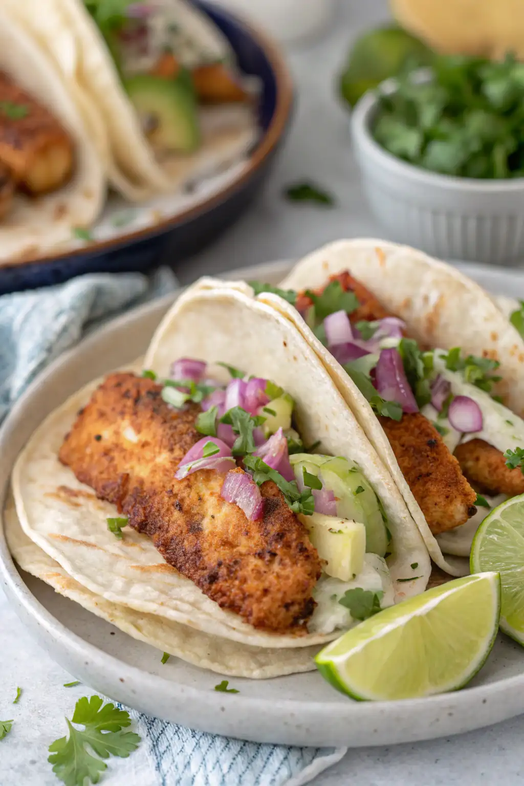 A delicious plate of Air Fryer Fish Tacos