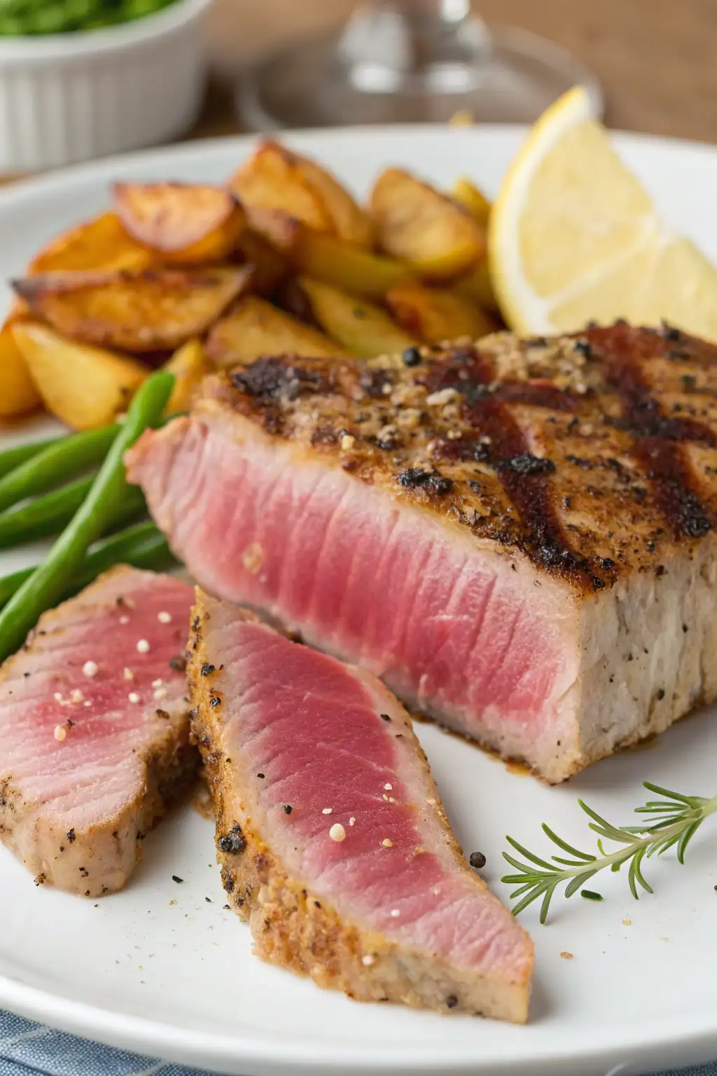 A delicious plate of Air Fryer Tuna Steak