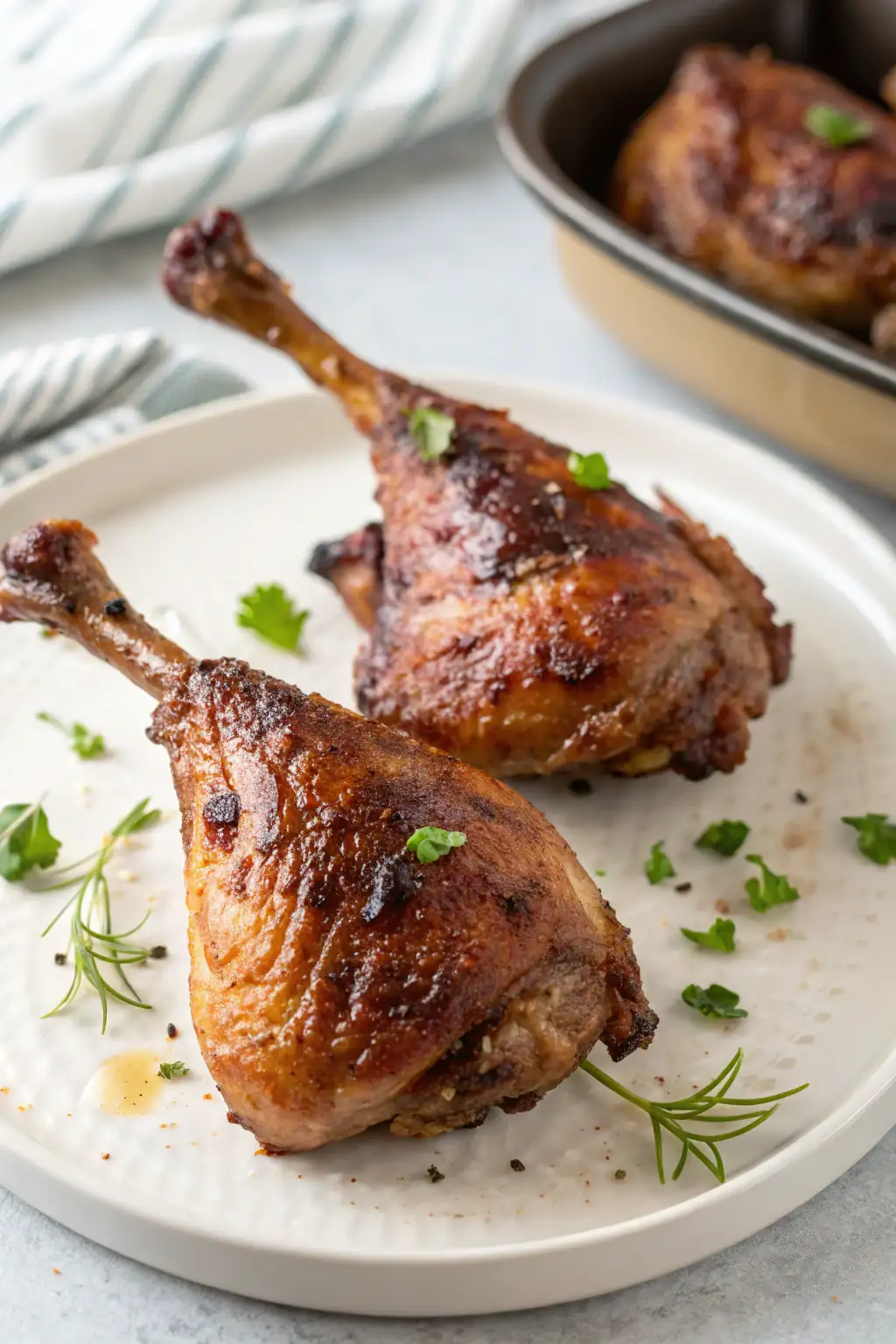 A delicious plate of Air Fryer Duck Legs
