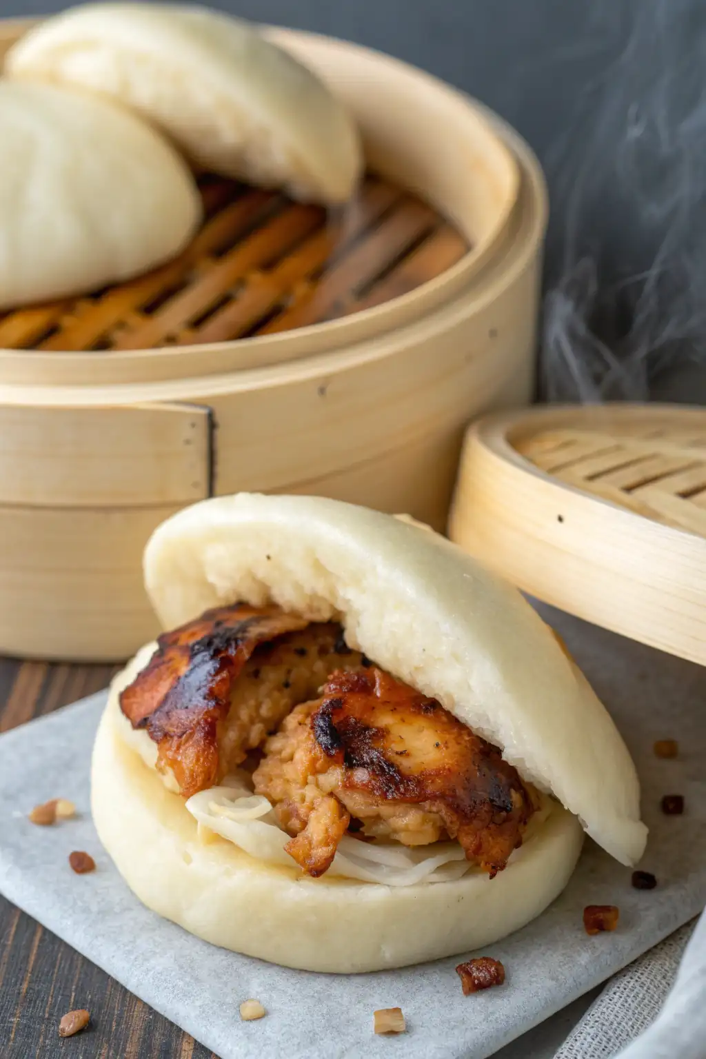 A delicious plate of Air Fryer Chicken Bao