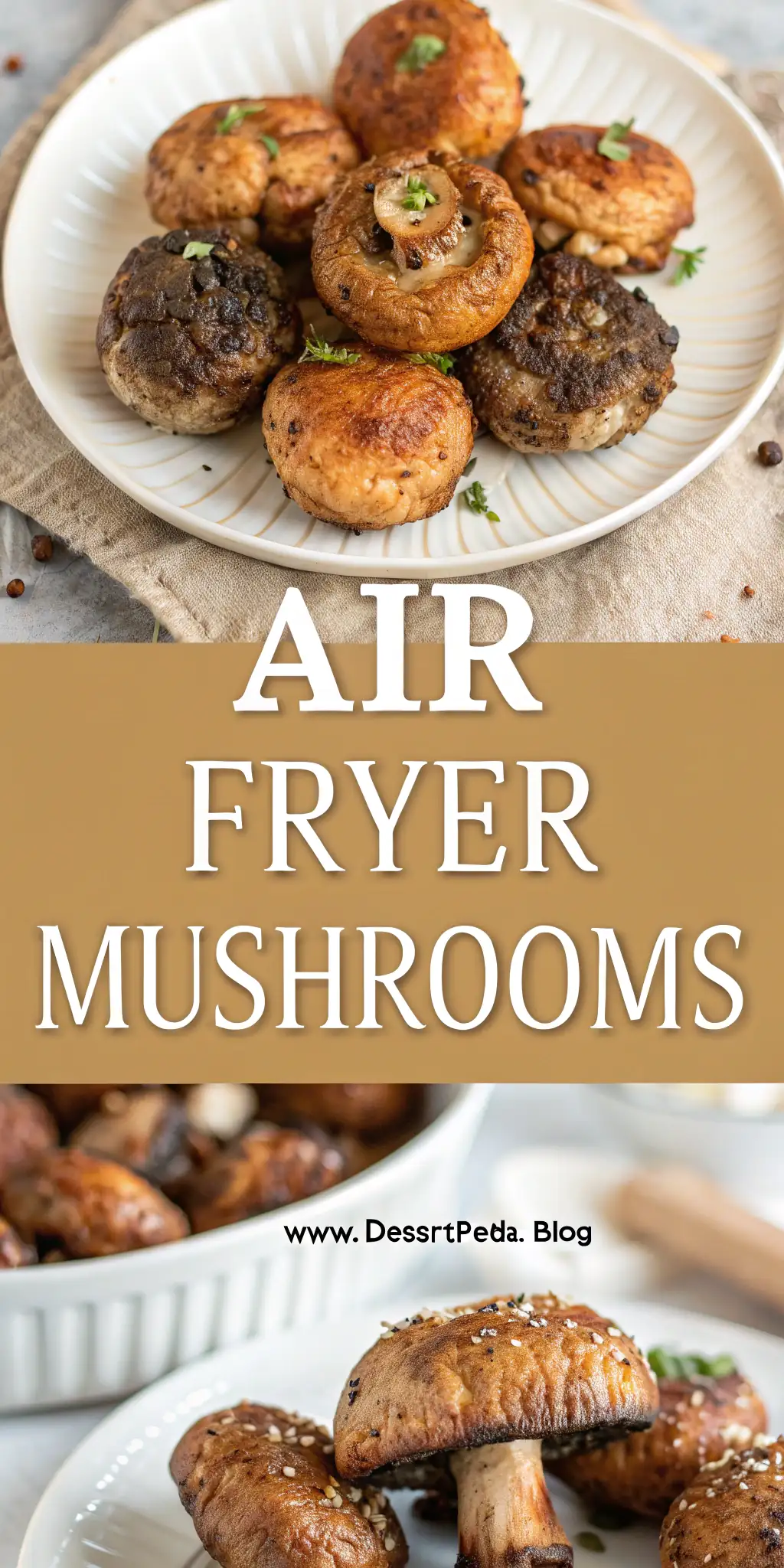 Pinterest image 1 for Air Fryer Mushrooms