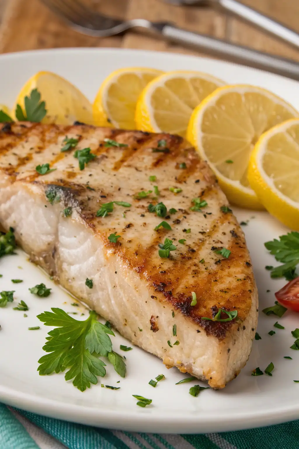 A delicious plate of Air Fryer Swordfish