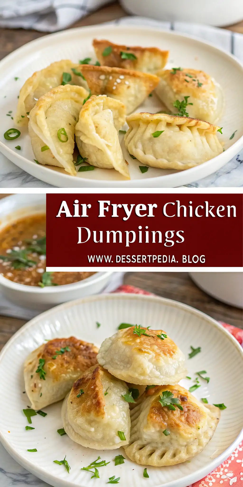 Pinterest image 1 for Air Fryer Chicken Dumplings