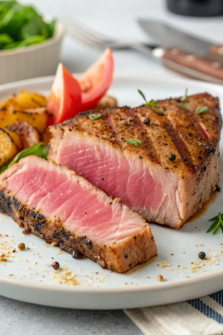 A delicious plate of Air Fryer Tuna Steak