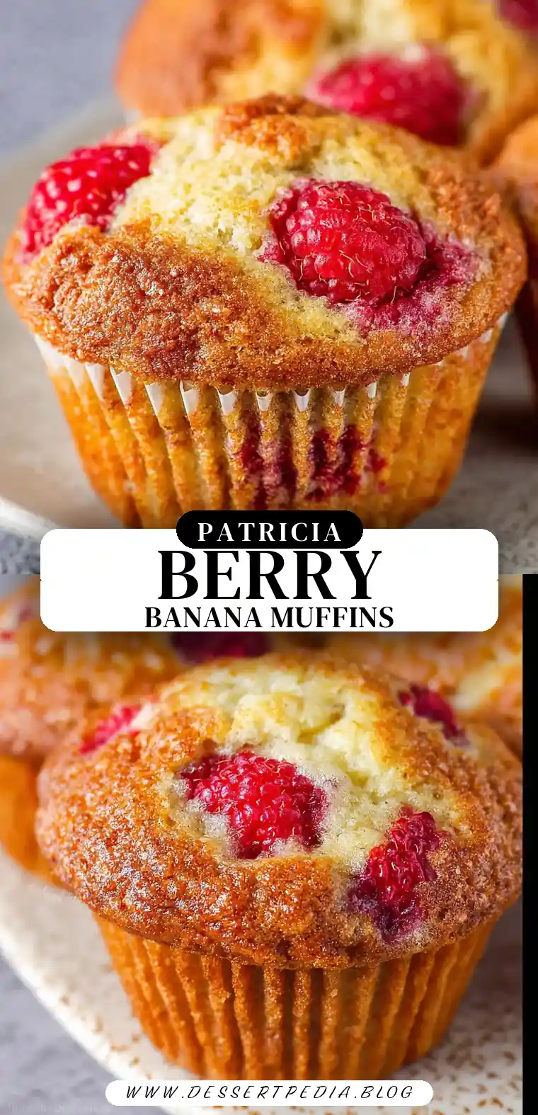 Pinterest pin (Design 3) for Banana Raspberry Muffins