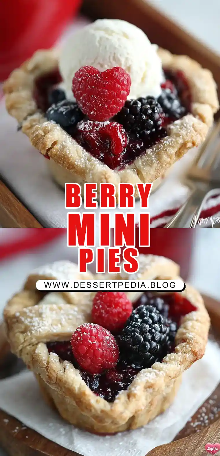 Pinterest pin (Design 1) for Mixed Berry Mini Pies