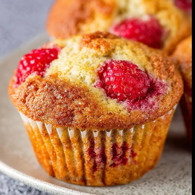 A delicious plate of Banana Raspberry Muffins