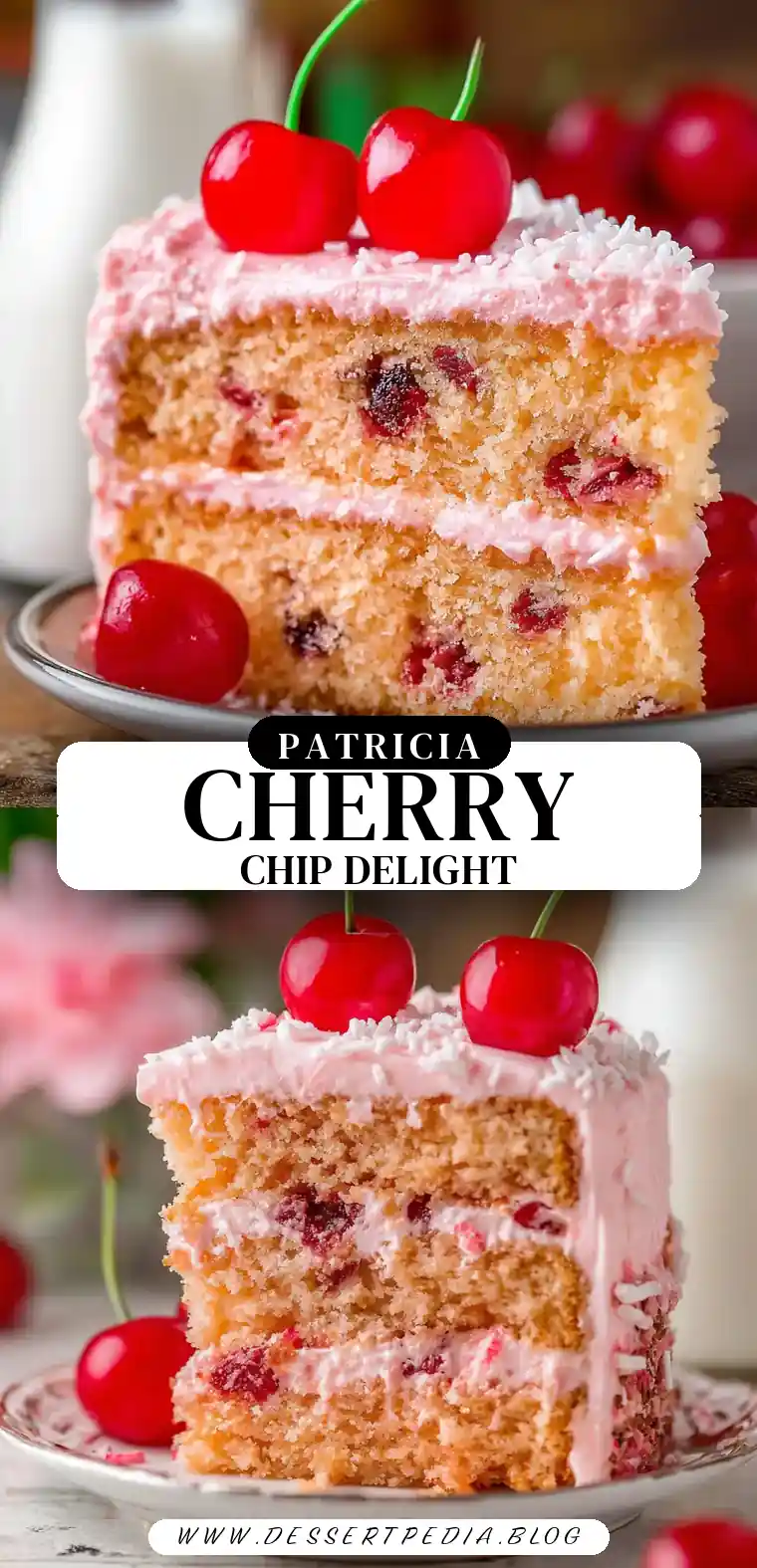 Pinterest pin (Design 3) for Cherry Chip Cake