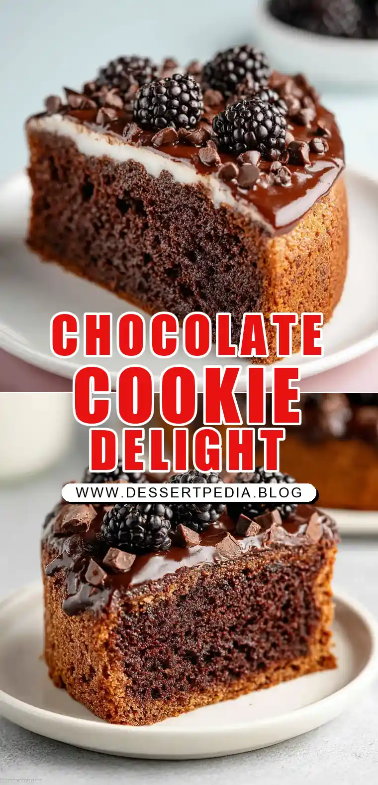 Pinterest pin (Design 1) for Chocolate Chip Cookie Cake