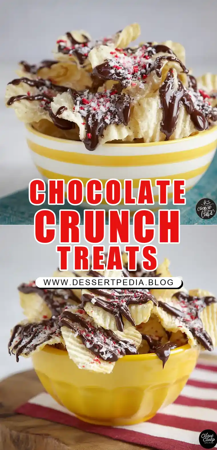 Pinterest pin (Design 1) for Chocolate Covered Potato Chips