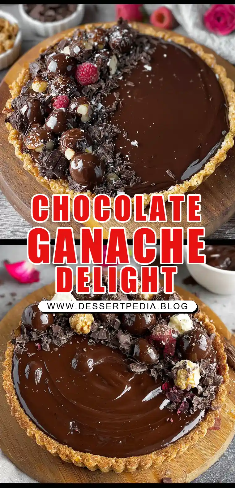 Pinterest pin (Design 1) for Chocolate Ganache Tart