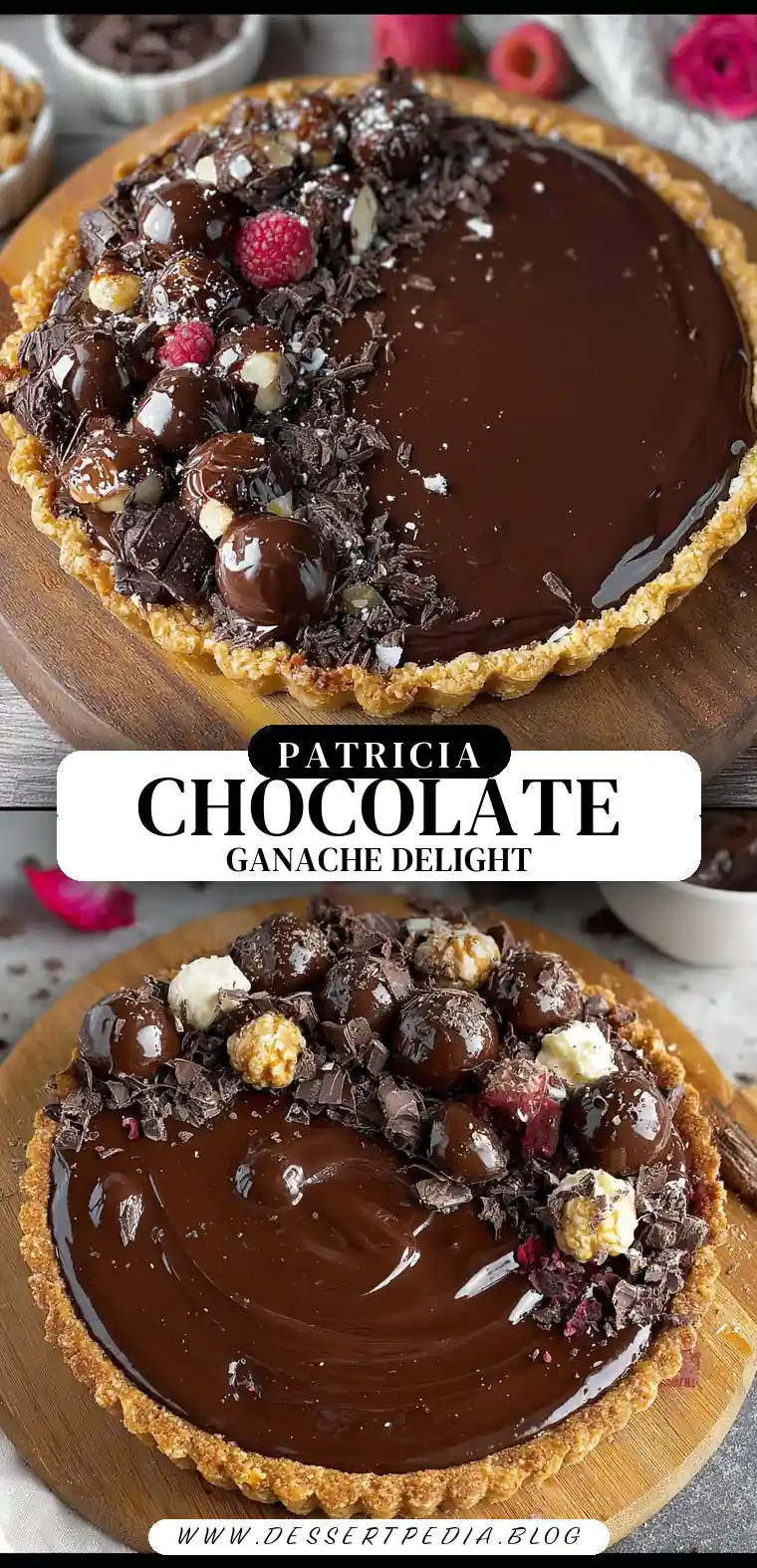 Pinterest pin (Design 3) for Chocolate Ganache Tart
