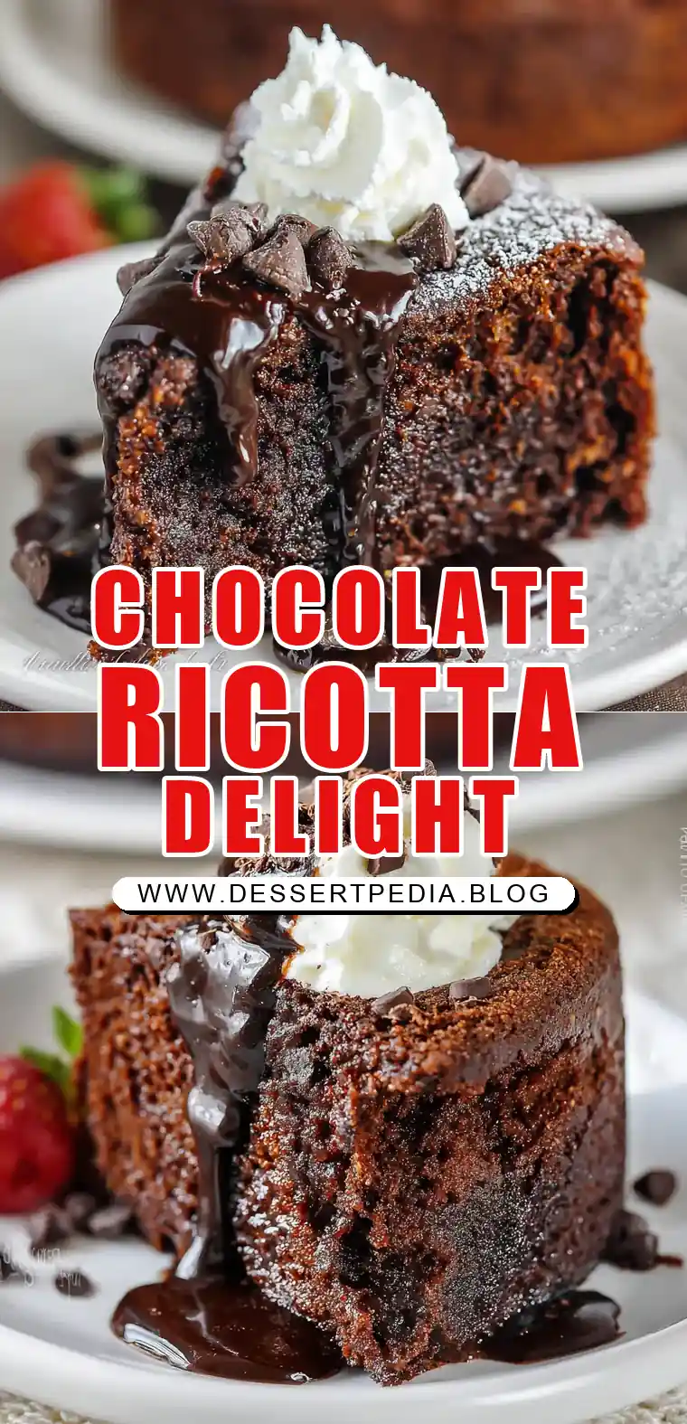 Pinterest pin (Design 1) for Chocolate Ricotta Cake