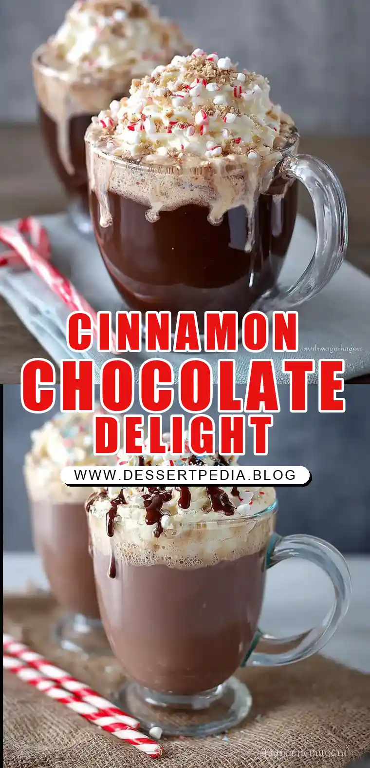Pinterest pin (Design 1) for Cinnamon Roll Hot Chocolate