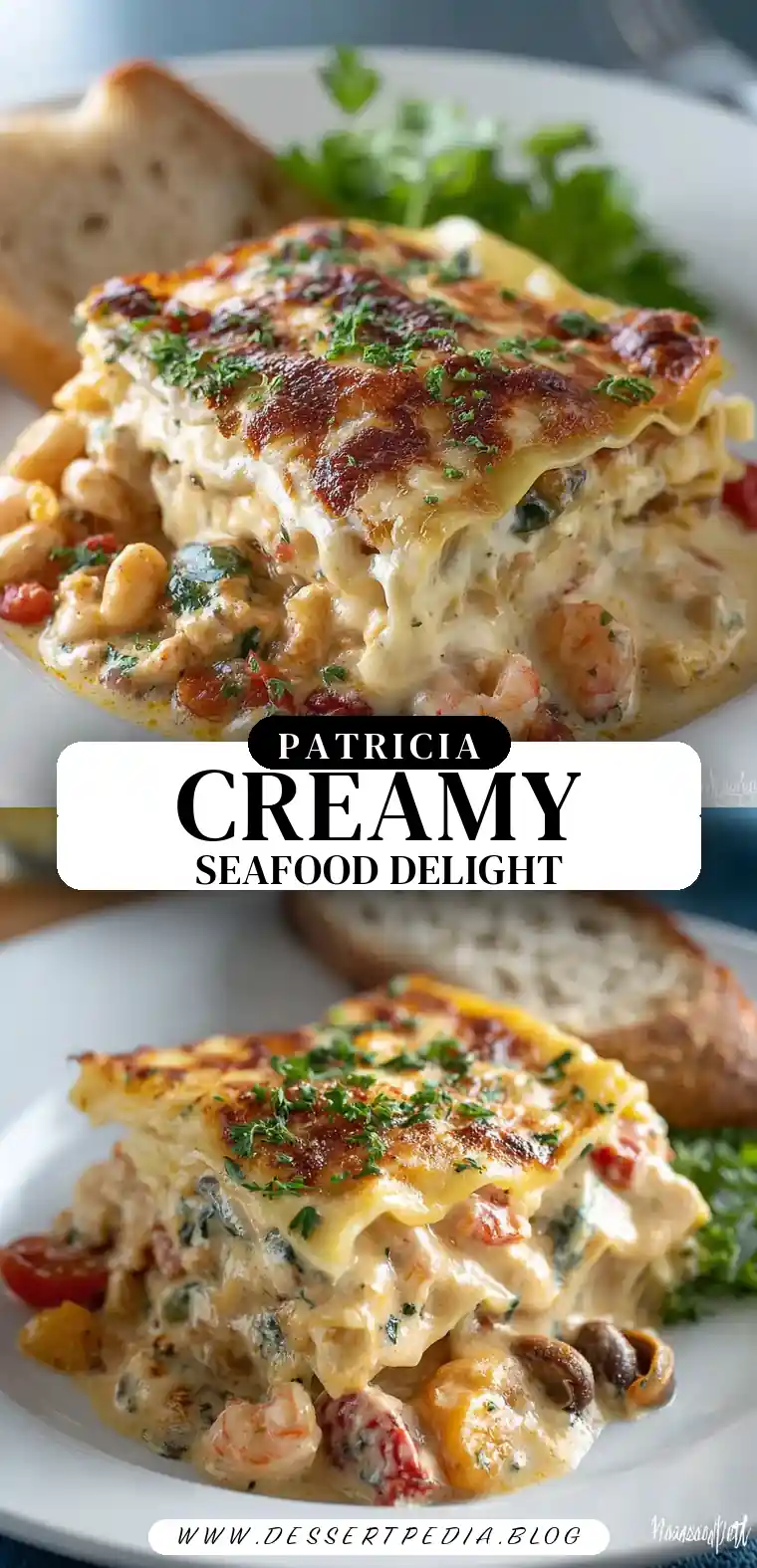 Pinterest pin (Design 3) for Seafood Lasagna