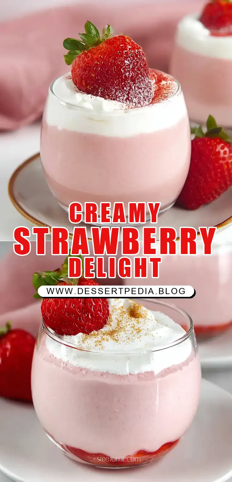 Pinterest pin (Design 1) for Strawberry Mousse