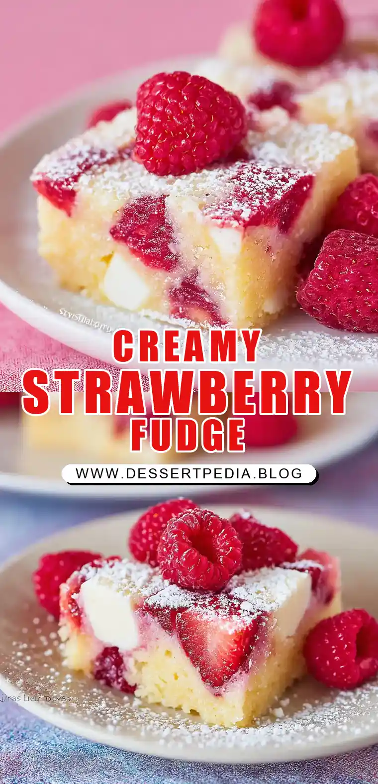 Pinterest pin (Design 1) for Strawberry Fudge