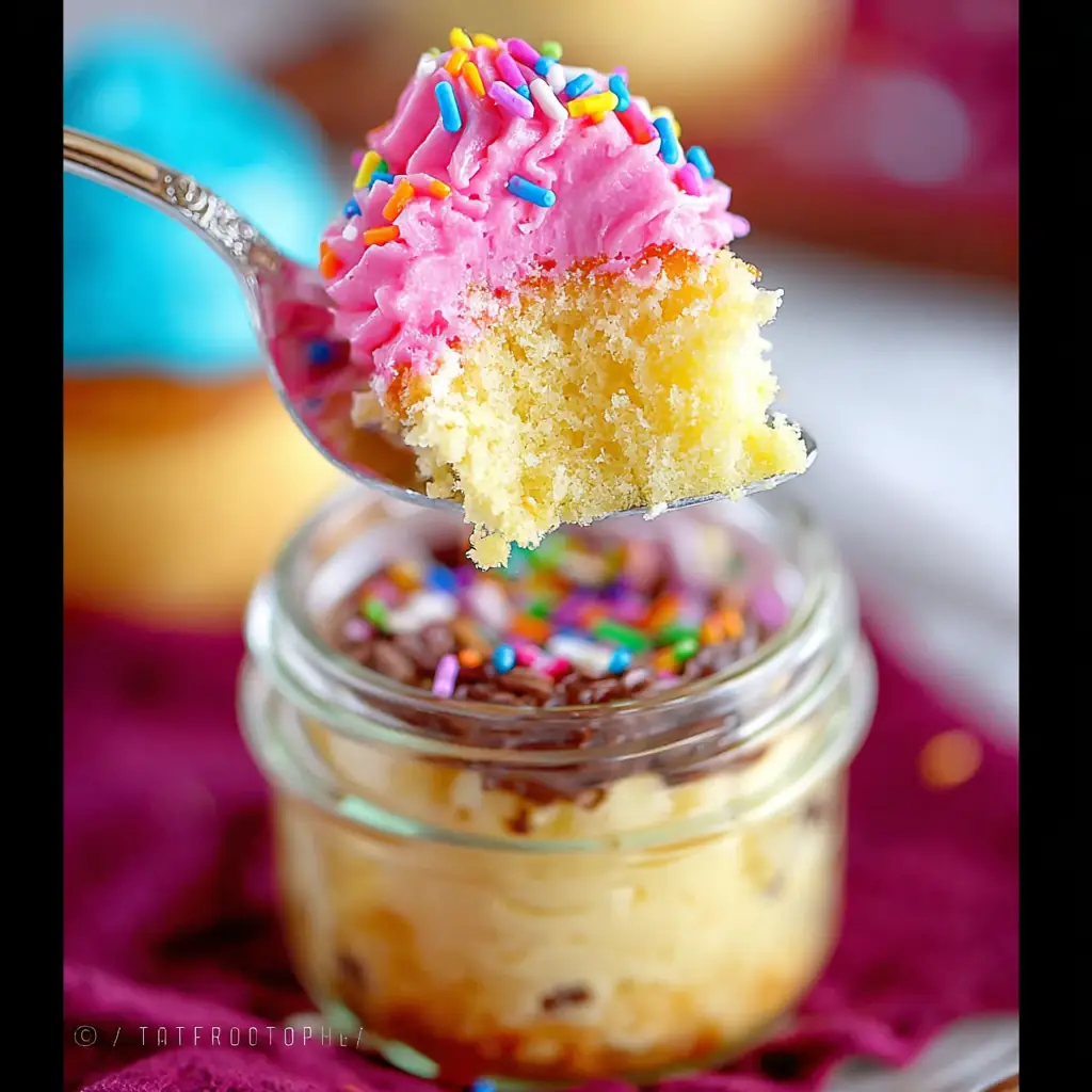 A delicious plate of Cake in a Jar