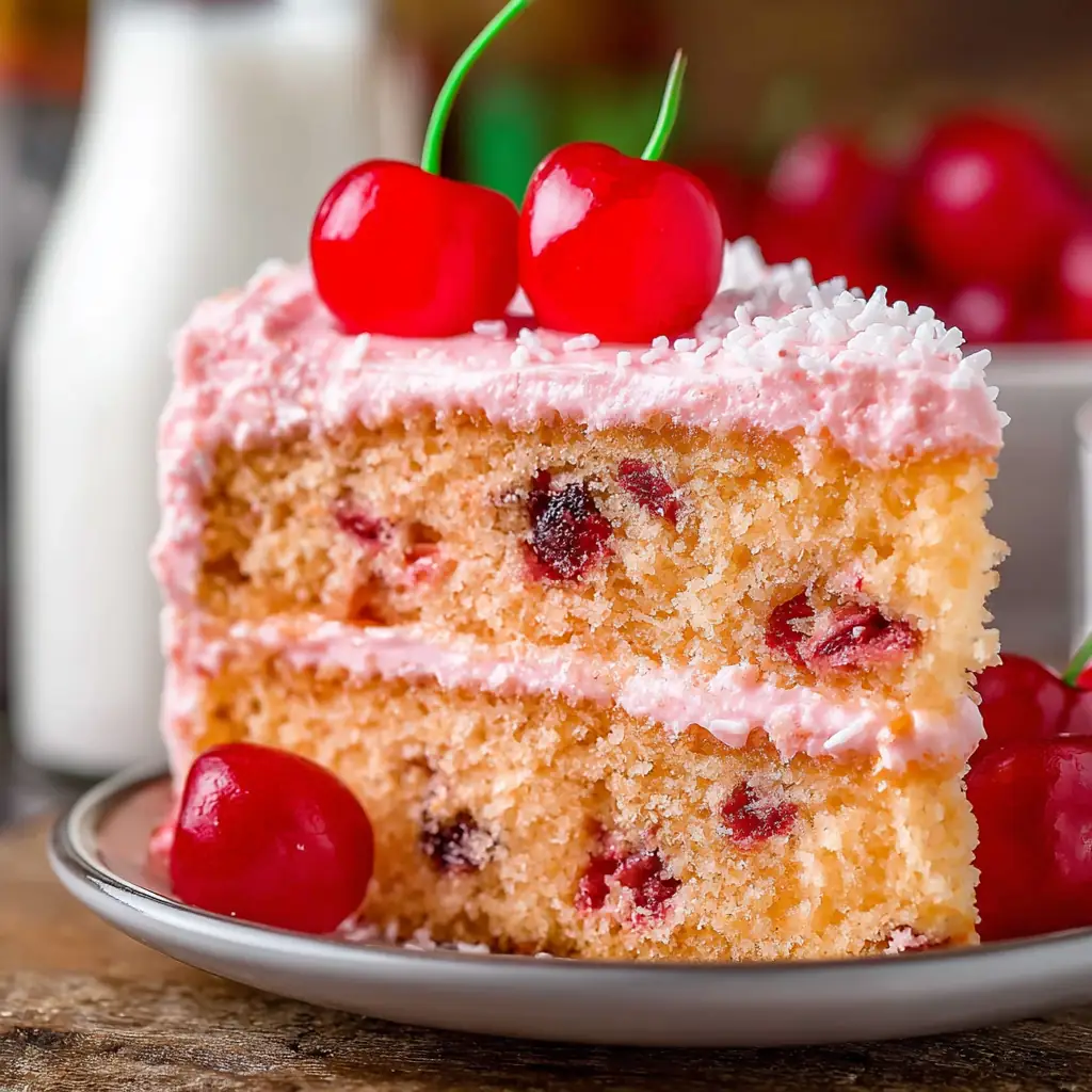 A delicious plate of Cherry Chip Cake