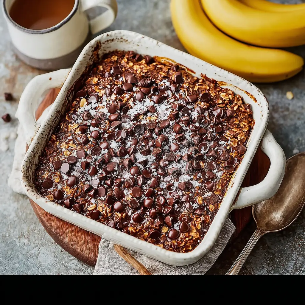 A delicious plate of Chocolate Banana Baked Oatmeal