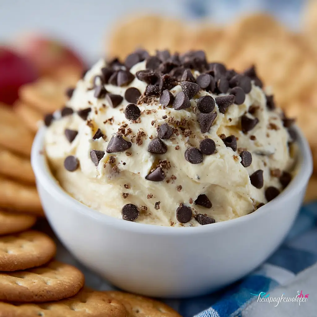 A delicious plate of Chocolate Chip Cheesecake Dip