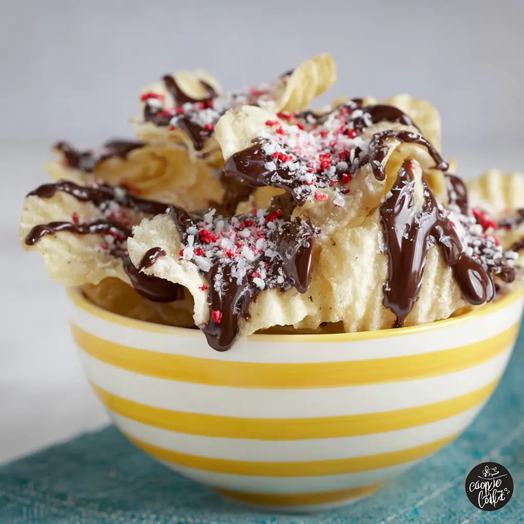 A delicious plate of Chocolate Covered Potato Chips