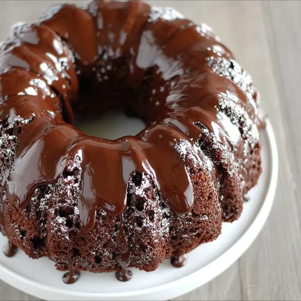A delicious plate of Chocolate Sour Cream Bundt Cake