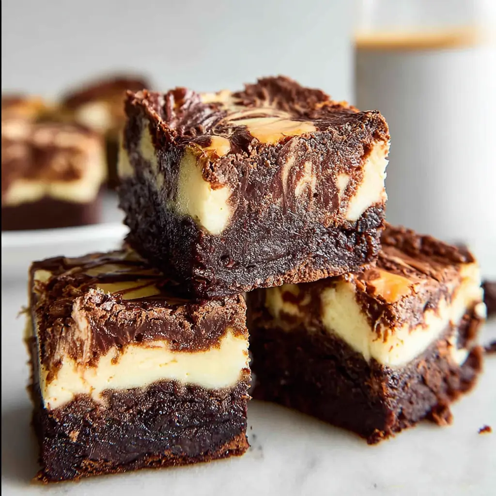 A delicious plate of Cream Cheese Brownies