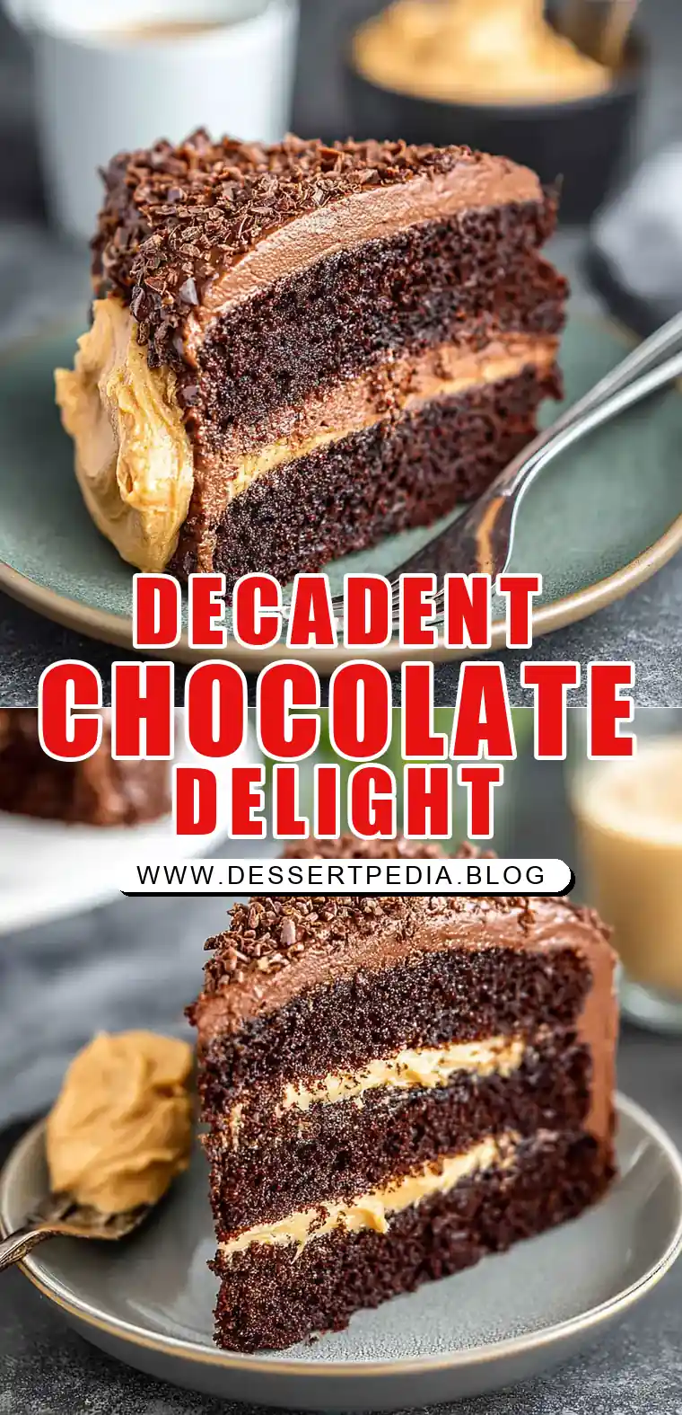 Pinterest pin (Design 1) for Chocolate Cake with Chocolate Frosting