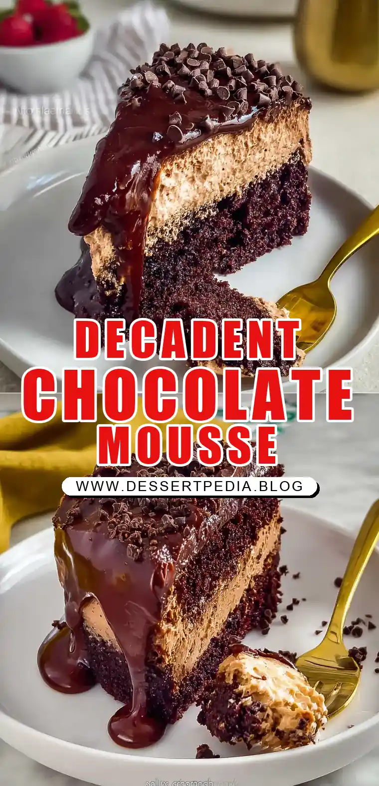 Pinterest pin (Design 1) for Chocolate Mousse Cake