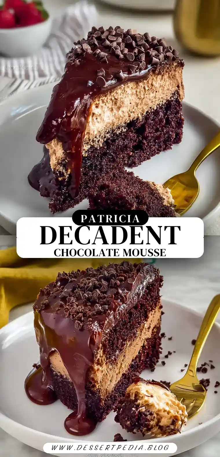 Pinterest pin (Design 3) for Chocolate Mousse Cake