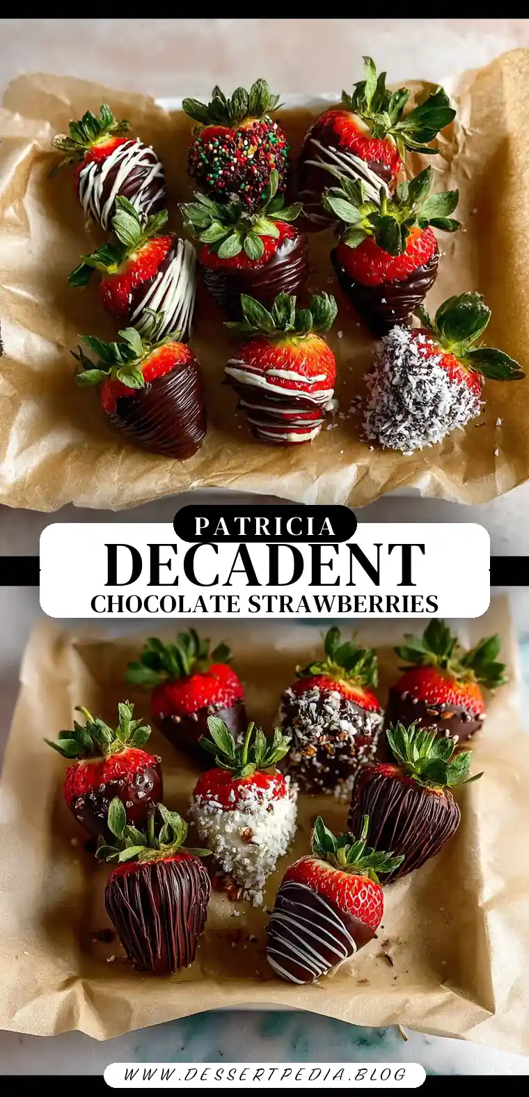 Pinterest pin (Design 3) for Chocolate Covered Strawberries