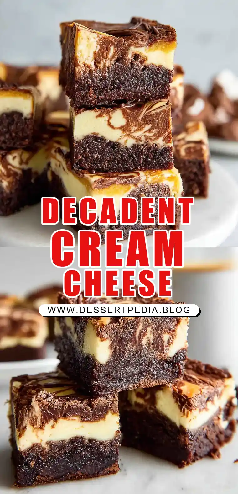 Pinterest pin (Design 1) for Cream Cheese Brownies