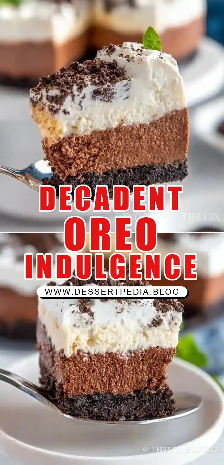 Pinterest pin (Design 1) for Oreo Mousse Cake