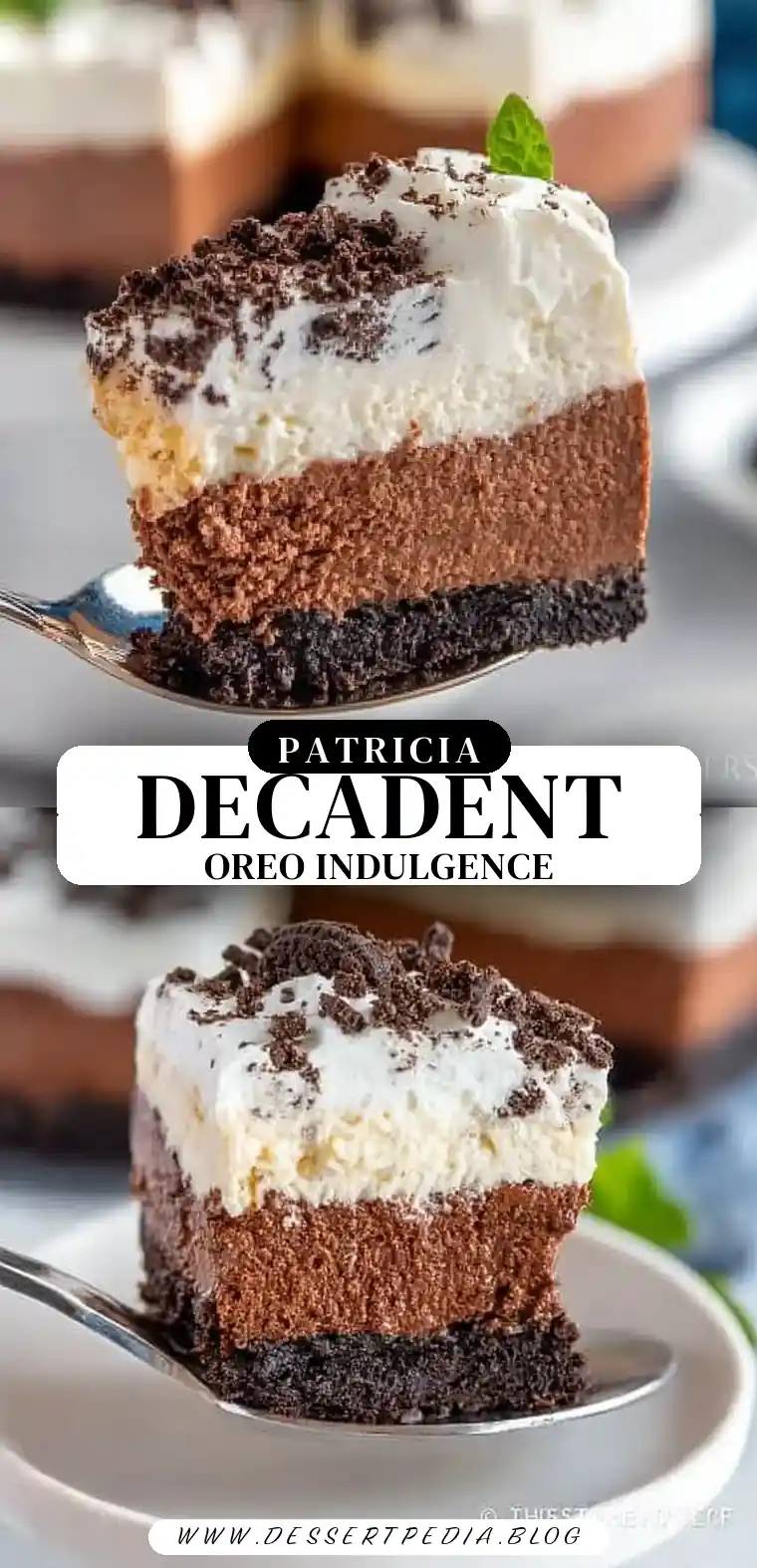 Pinterest pin (Design 3) for Oreo Mousse Cake