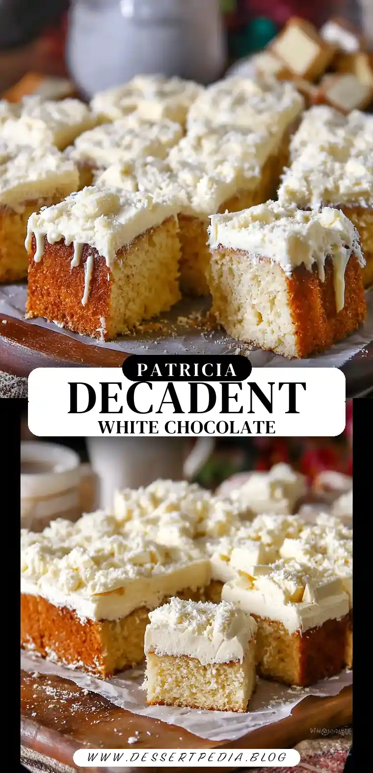 Pinterest pin (Design 3) for White Chocolate Cake