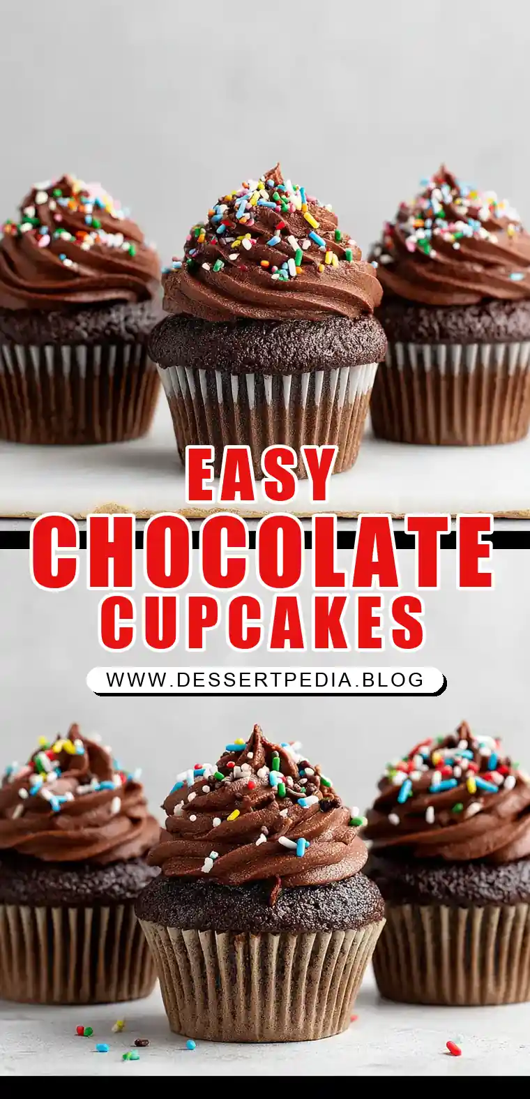 Pinterest pin (Design 1) for Quick & Easy Chocolate Cupcakes
