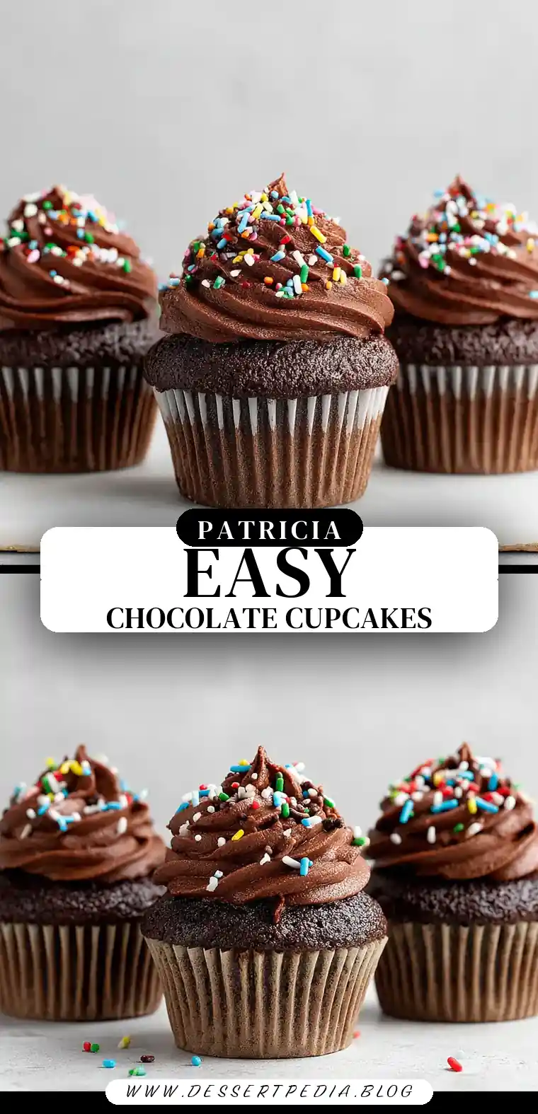 Pinterest pin (Design 3) for Quick & Easy Chocolate Cupcakes