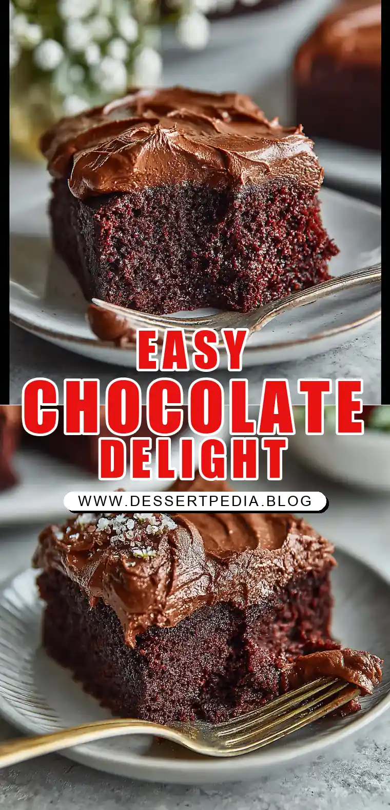 Pinterest pin (Design 1) for Easy Chocolate Cake