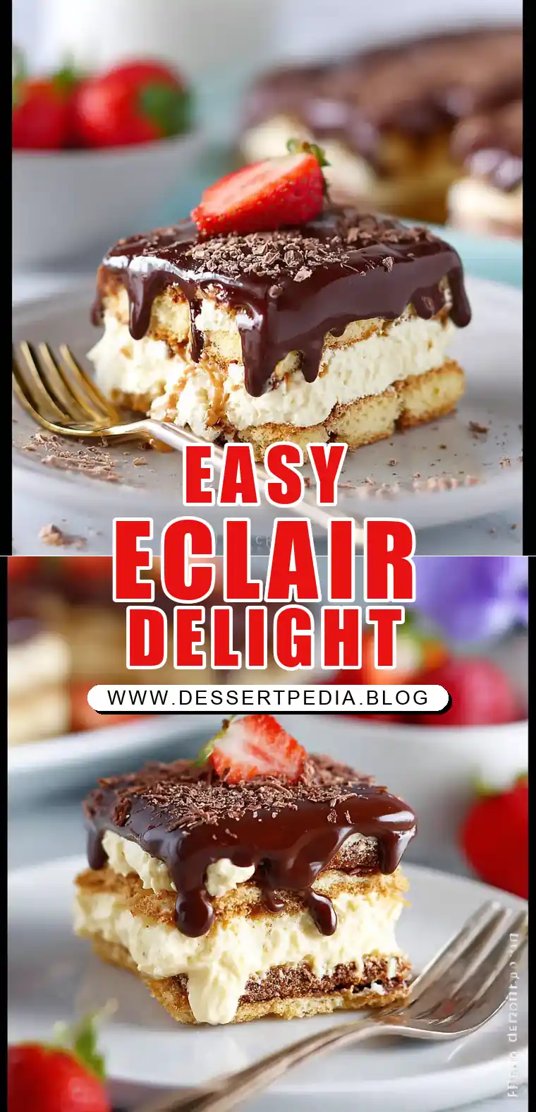 Pinterest pin (Design 1) for Eclair Cake