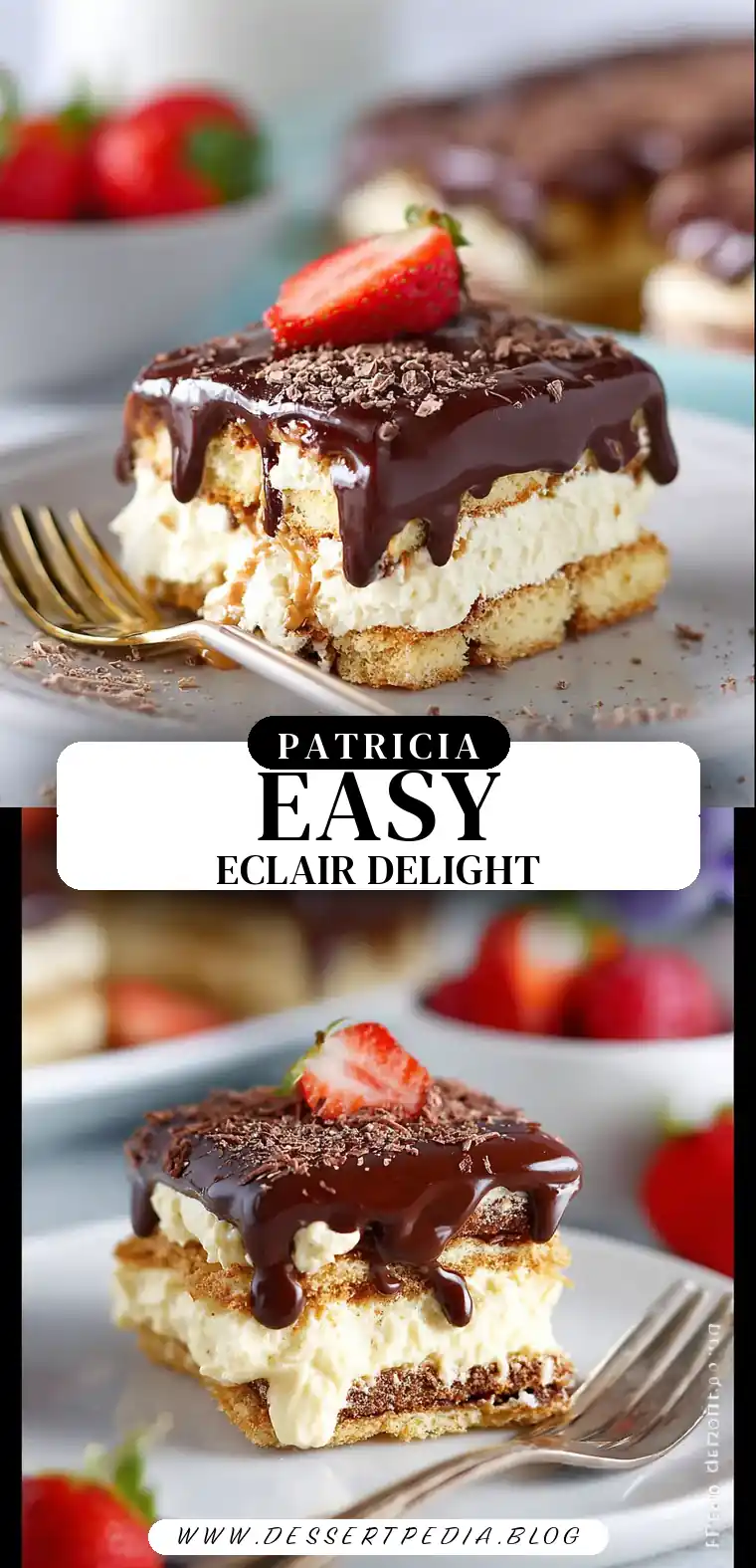 Pinterest pin (Design 3) for Eclair Cake