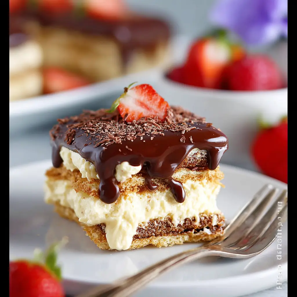A delicious plate of Eclair Cake
