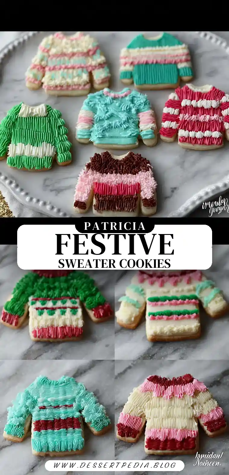 Pinterest pin (Design 3) for Ugly Christmas Sweater Cookies